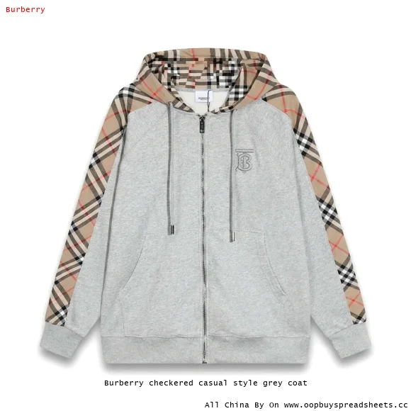 Burberry checkered casual style grey coat