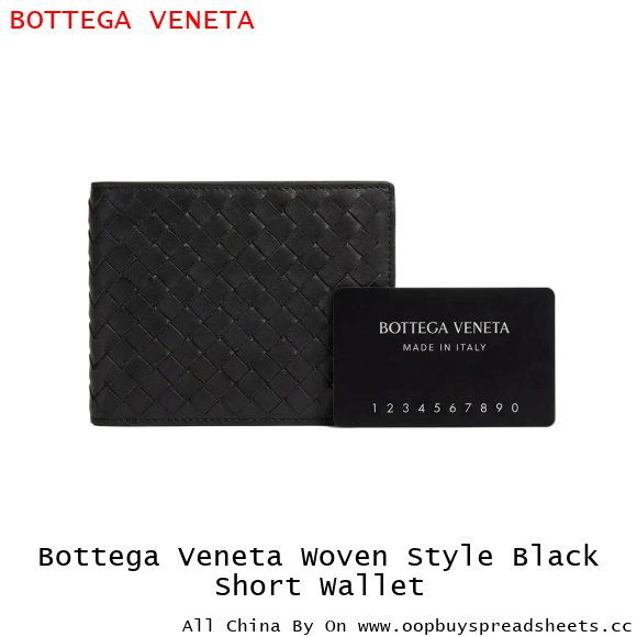 Bottega Veneta Woven Style Black Short Wallet