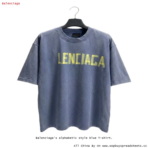 Balenciaga's alphabetic style blue T-shirt.