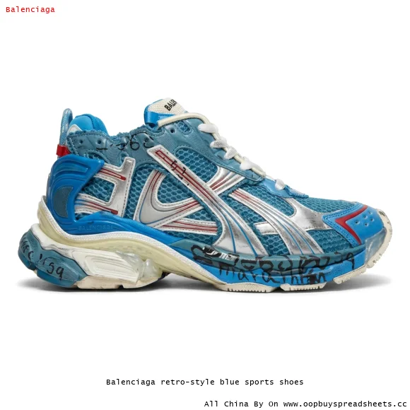 Balenciaga retro-style blue sports shoes