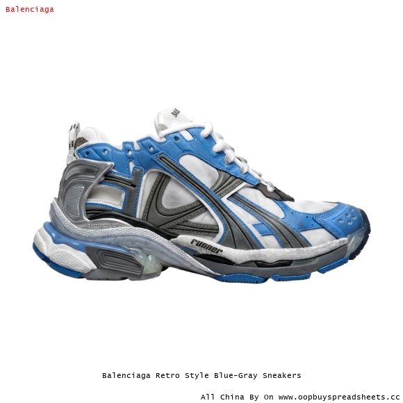 Balenciaga Retro Style Blue-Gray Sneakers