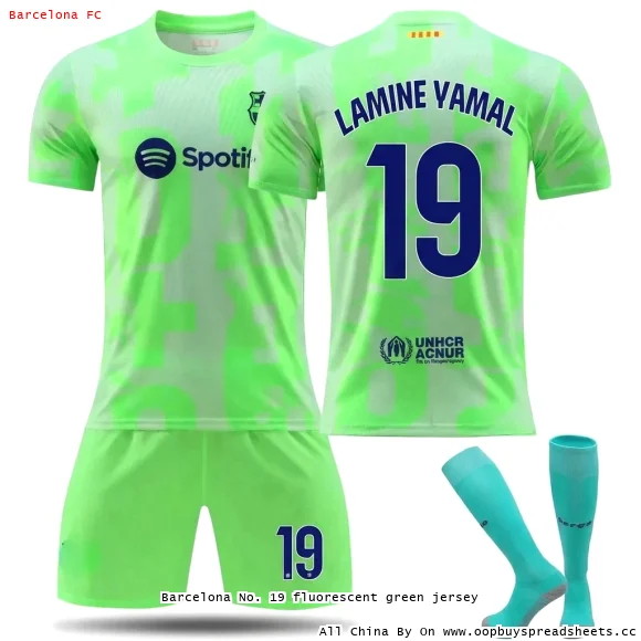 Barcelona No. 19 fluorescent green jersey