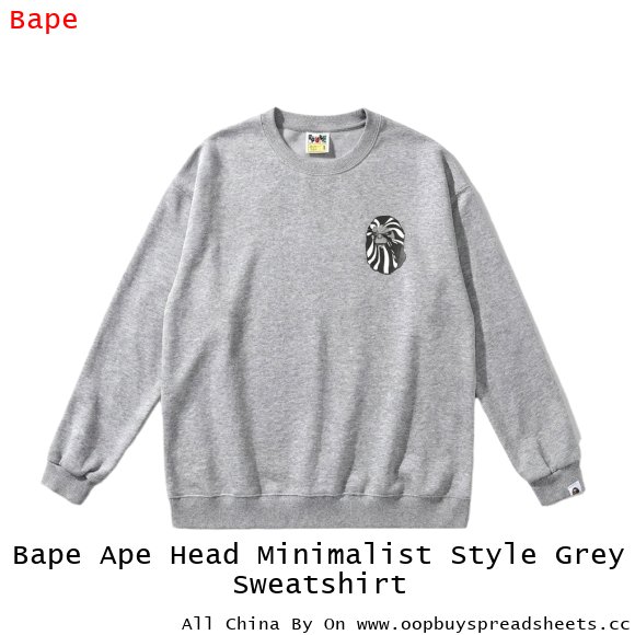 Bape Ape Head Minimalist Style Grey Sweatshirt