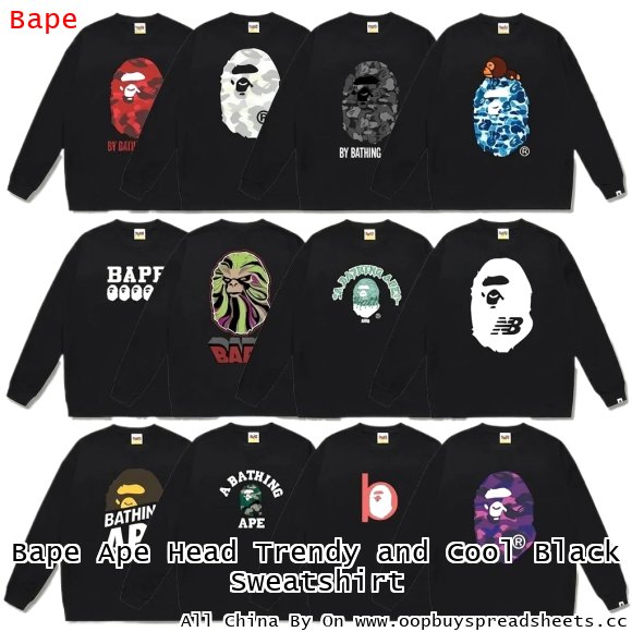 Bape Ape Head Trendy and Cool Black Sweatshirt