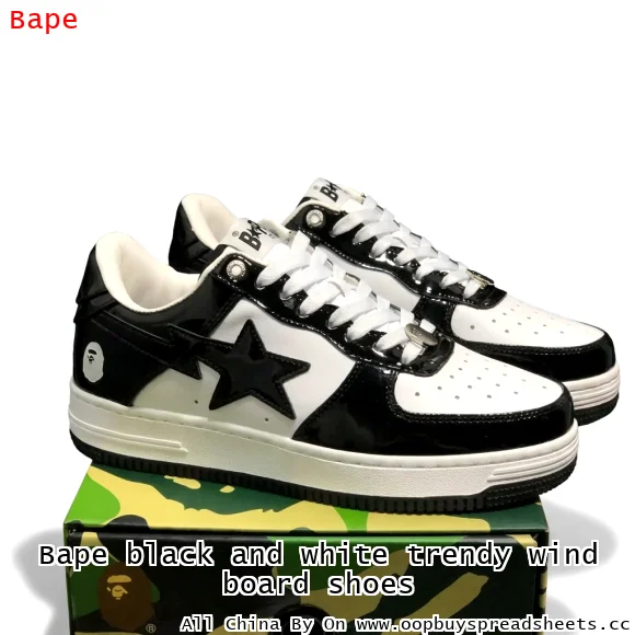 Bape black and white trendy wind board shoes