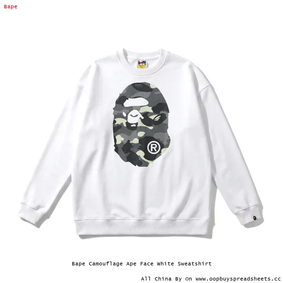 Bape Camouflage Ape Face White Sweatshirt