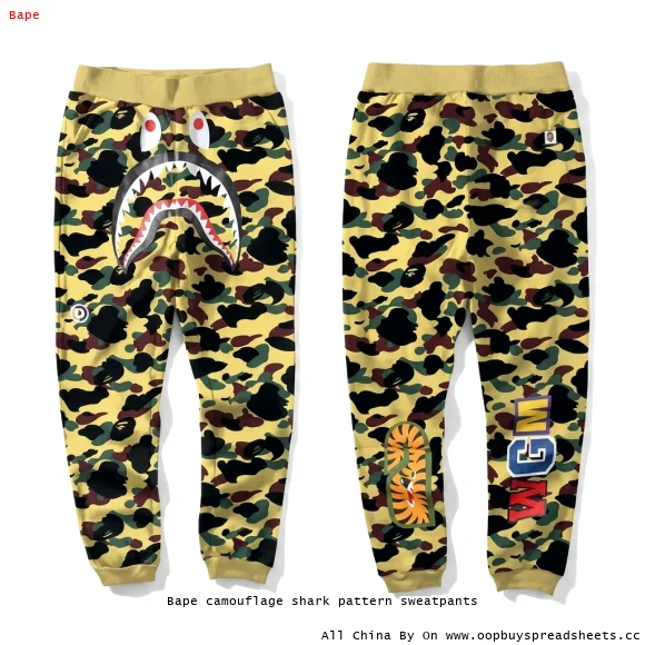 Bape camouflage shark pattern sweatpants