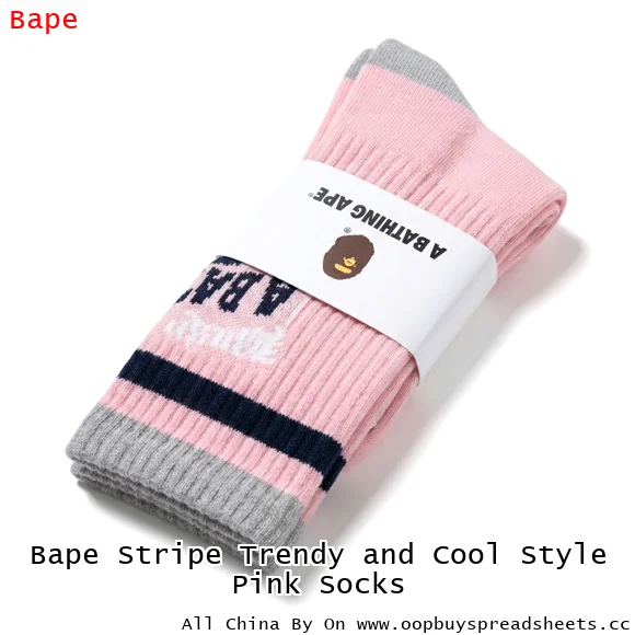 Bape Stripe Trendy and Cool Style Pink Socks