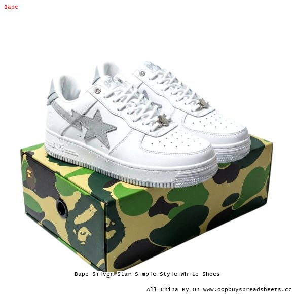 Bape Silver Star Simple Style White Shoes