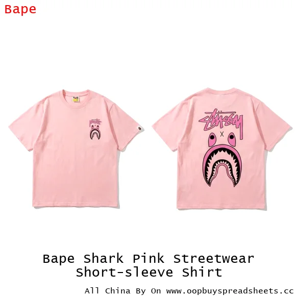 Bape Shark Pink Streetwear Short-sleeve Shirt