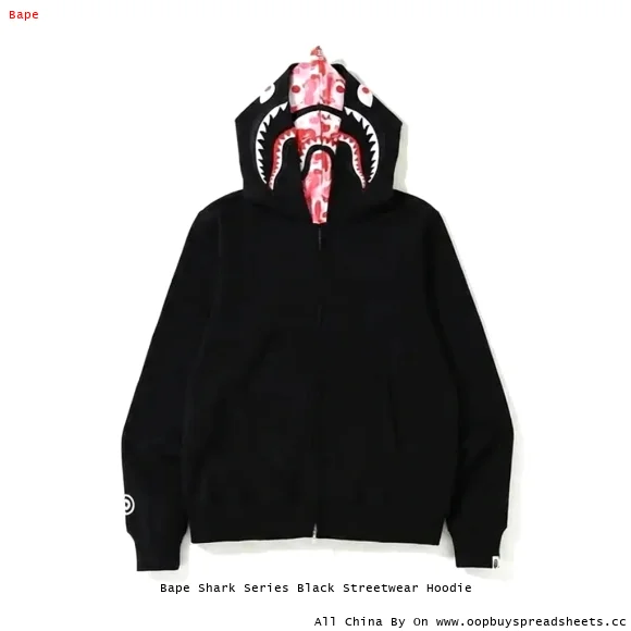 Bape Shark Series Black Streetwear Hoodie