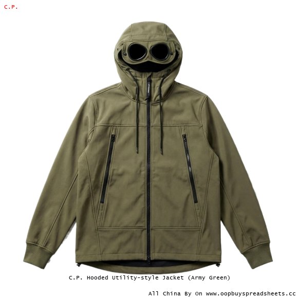 C.P. Hooded Utility-style Jacket (Army Green)