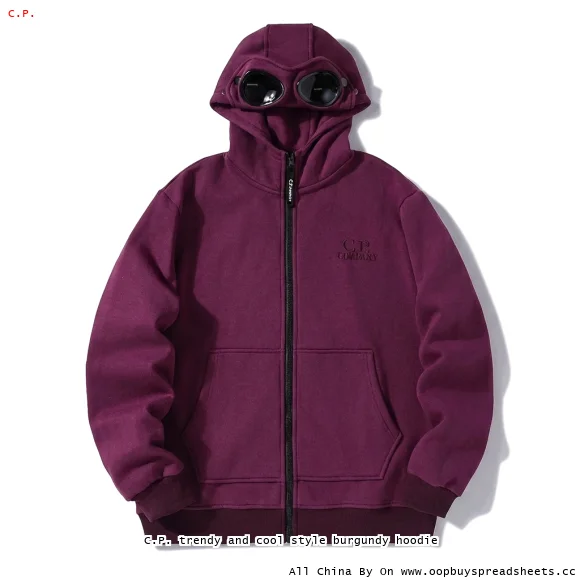 C.P. trendy and cool style burgundy hoodie