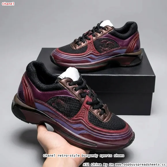 Chanel retro-style burgundy sports shoes