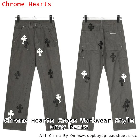 Chrome Hearts Cross Workwear Style Grey Pants