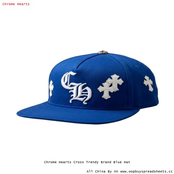 Chrome Hearts Cross Trendy Brand Blue Hat