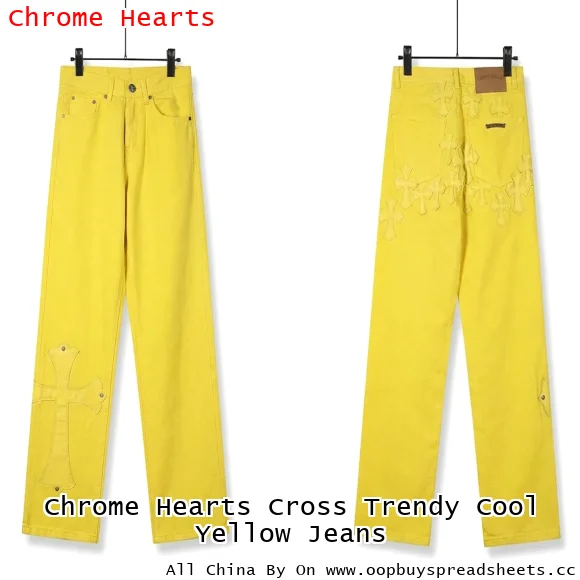 Chrome Hearts Cross Trendy Cool Yellow Jeans