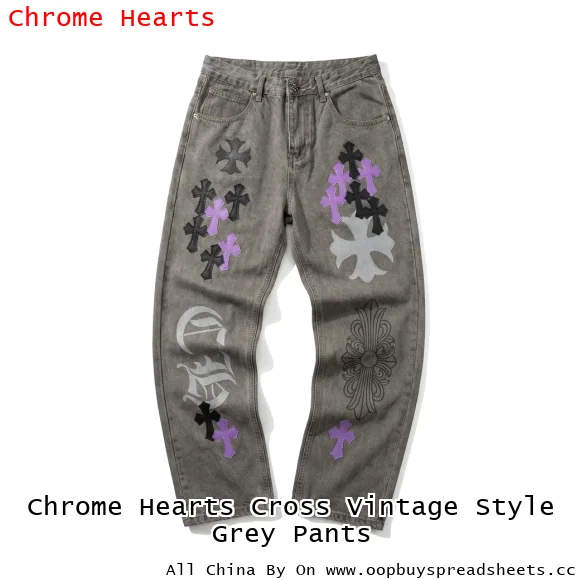Chrome Hearts Cross Vintage Style Grey Pants