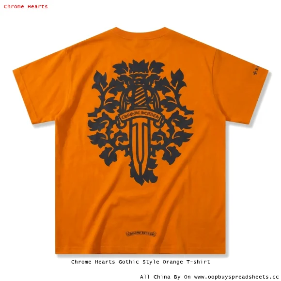 Chrome Hearts Gothic Style Orange T-shirt