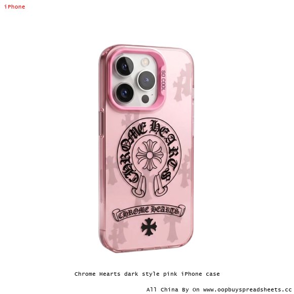 Chrome Hearts dark style pink iPhone case