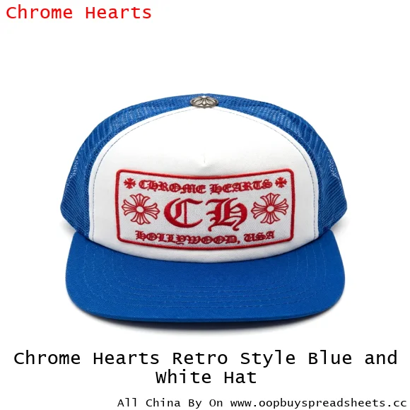 Chrome Hearts Retro Style Blue and White Hat
