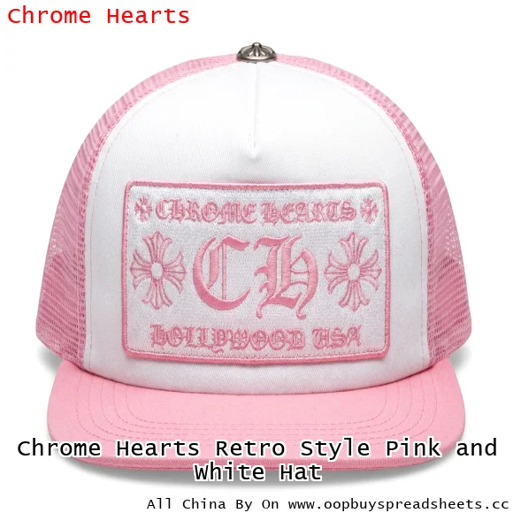 Chrome Hearts Retro Style Pink and White Hat