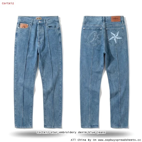 Corteiz star embroidery denim blue jeans