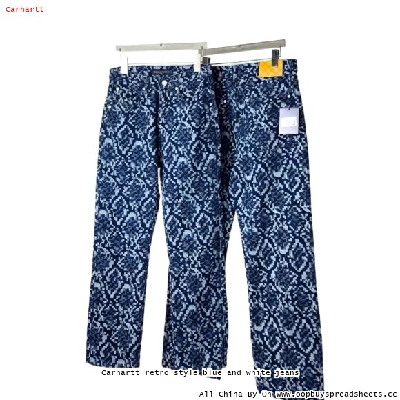 Carhartt retro style blue and white jeans