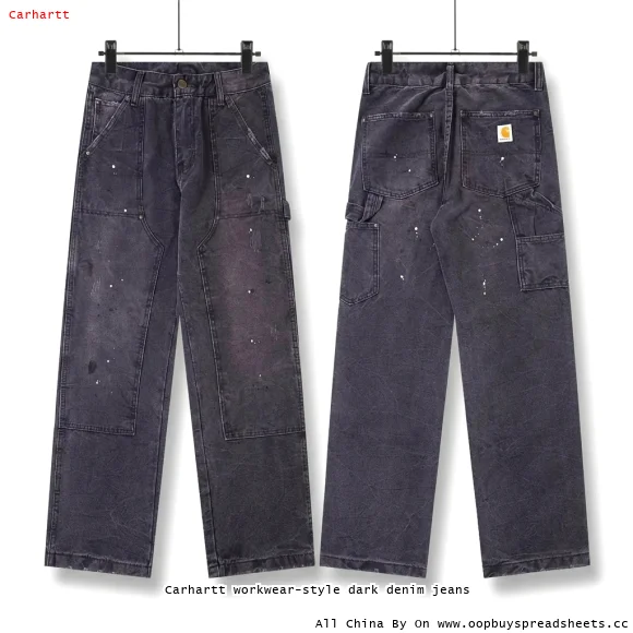 Carhartt workwear-style dark denim jeans