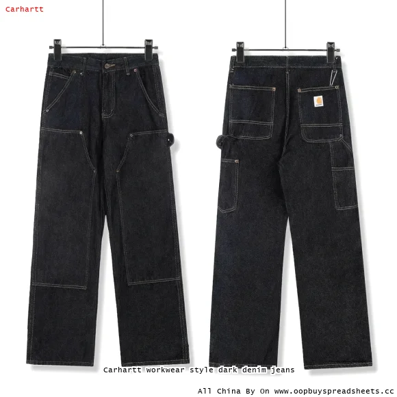 Carhartt workwear style dark denim jeans