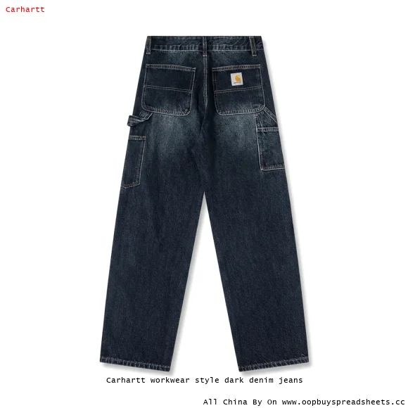 Carhartt workwear style dark denim jeans
