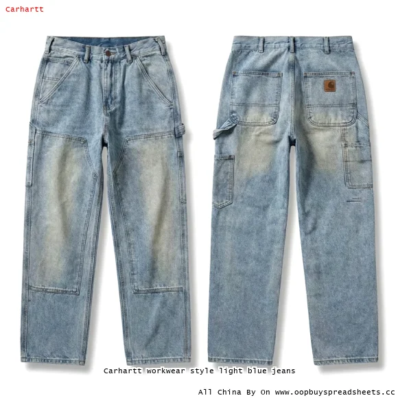 Carhartt workwear style light blue jeans