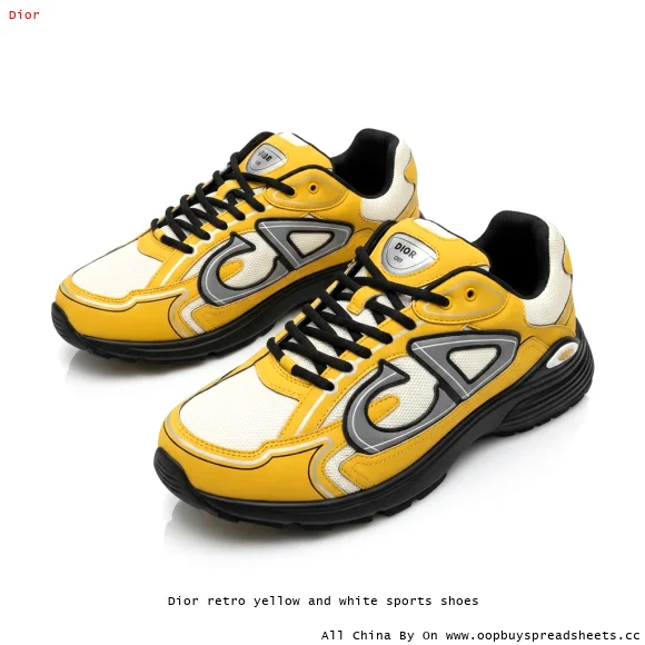 Dior retro yellow and white sports shoes