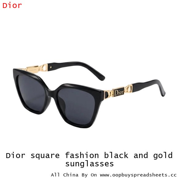 Dior square fashion black and gold sunglasses