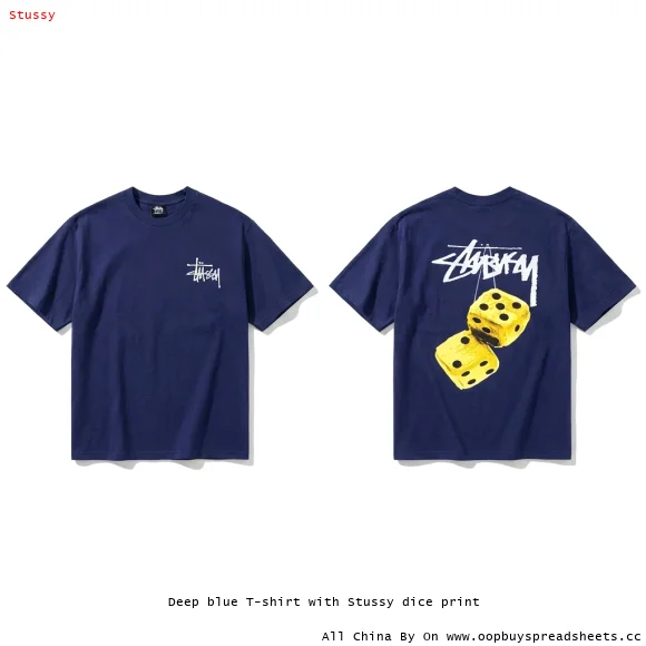 Deep blue T-shirt with Stussy dice print