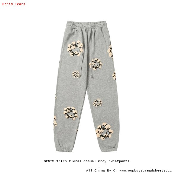 DENIM TEARS Floral Casual Grey Sweatpants