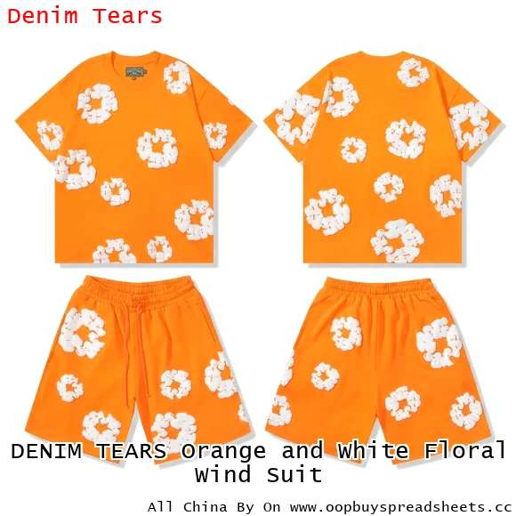 DENIM TEARS Orange and White Floral Wind Suit