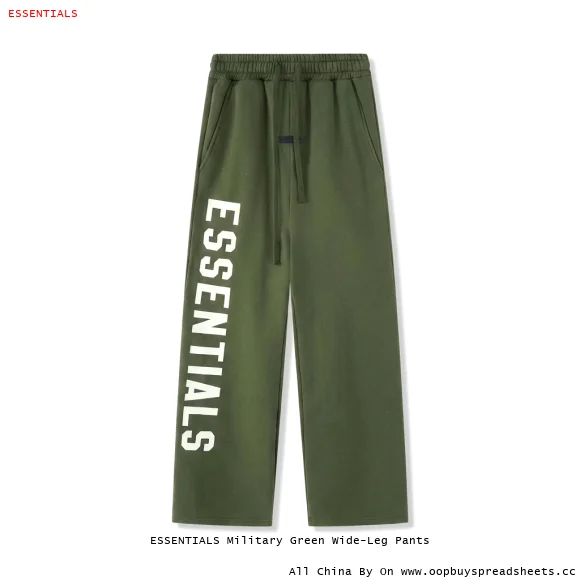 ESSENTIALS Military Green Wide-Leg Pants