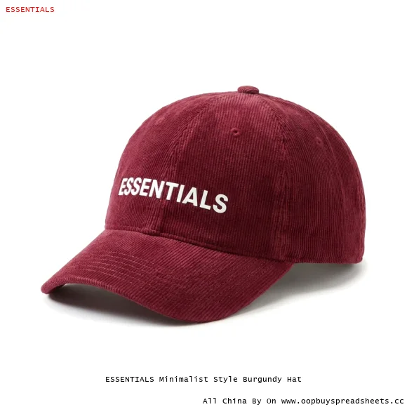 ESSENTIALS Minimalist Style Burgundy Hat