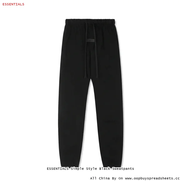 ESSENTIALS Simple Style Black Sweatpants