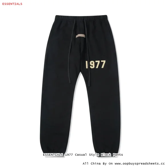 ESSENTIALS 1977 Casual Style Black Pants