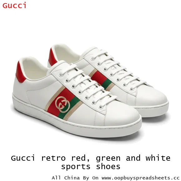 Gucci retro red, green and white sports shoes