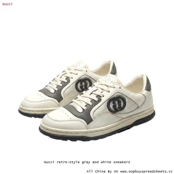 Gucci retro-style gray and white sneakers
