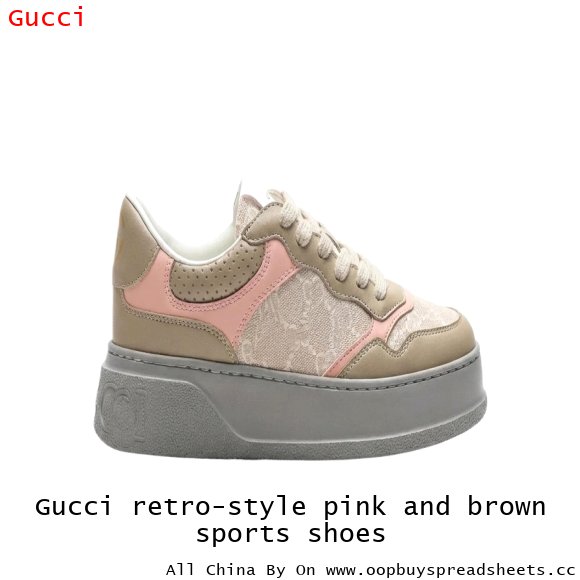 Gucci retro-style pink and brown sports shoes