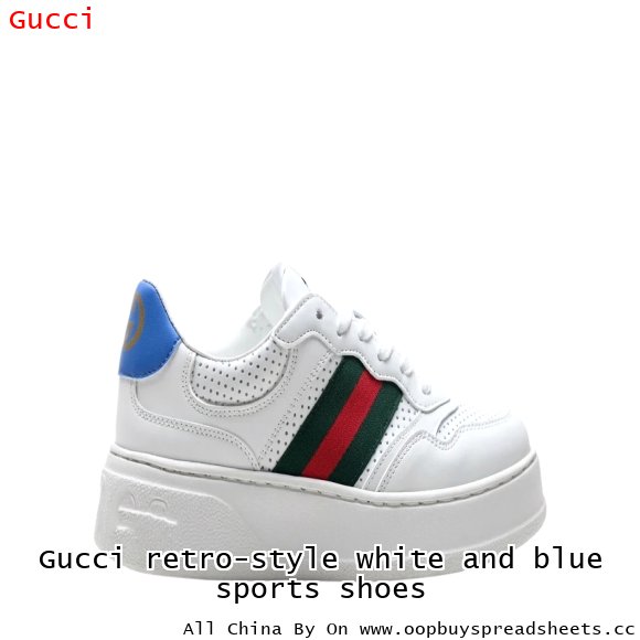 Gucci retro-style white and blue sports shoes