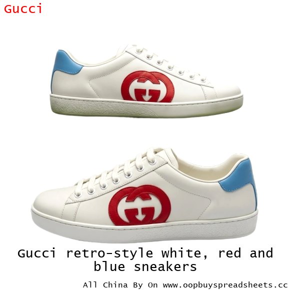 Gucci retro-style white, red and blue sneakers