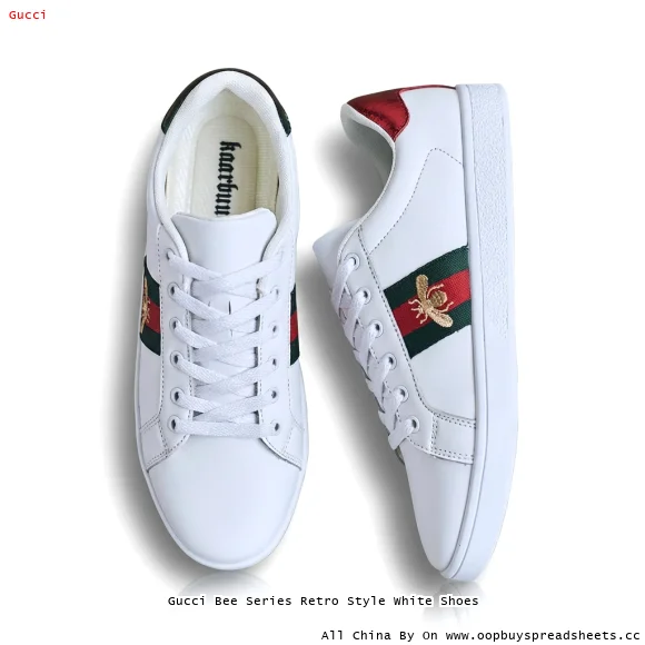 Gucci Bee Series Retro Style White Shoes