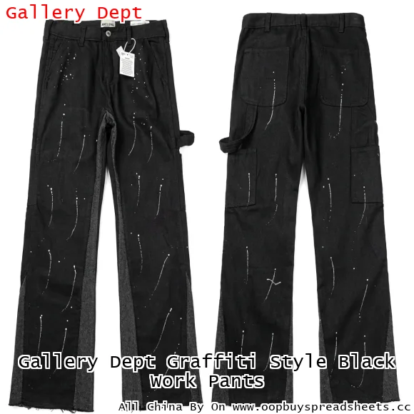 Gallery Dept Graffiti Style Black Work Pants