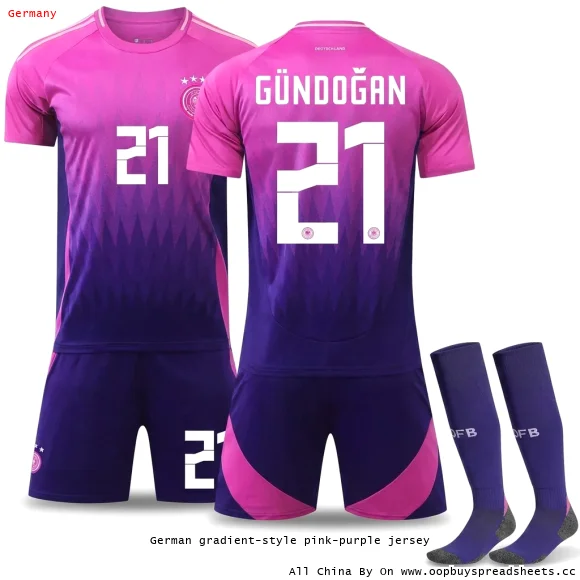 German gradient-style pink-purple jersey