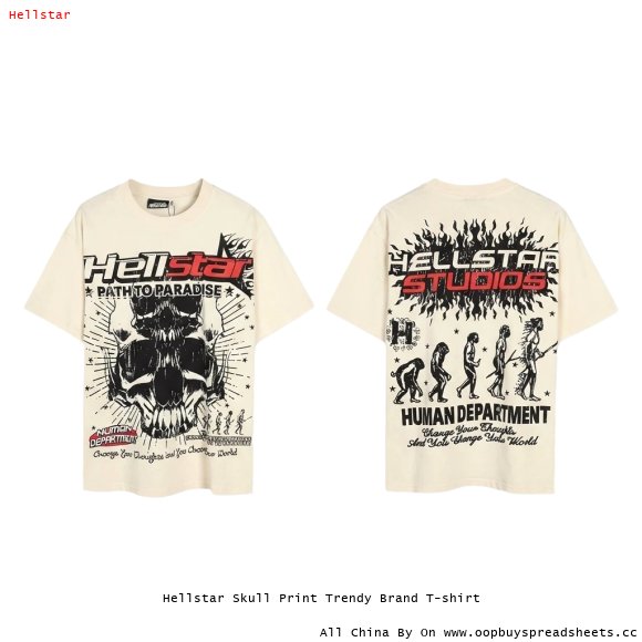 Hellstar Skull Print Trendy Brand T-shirt